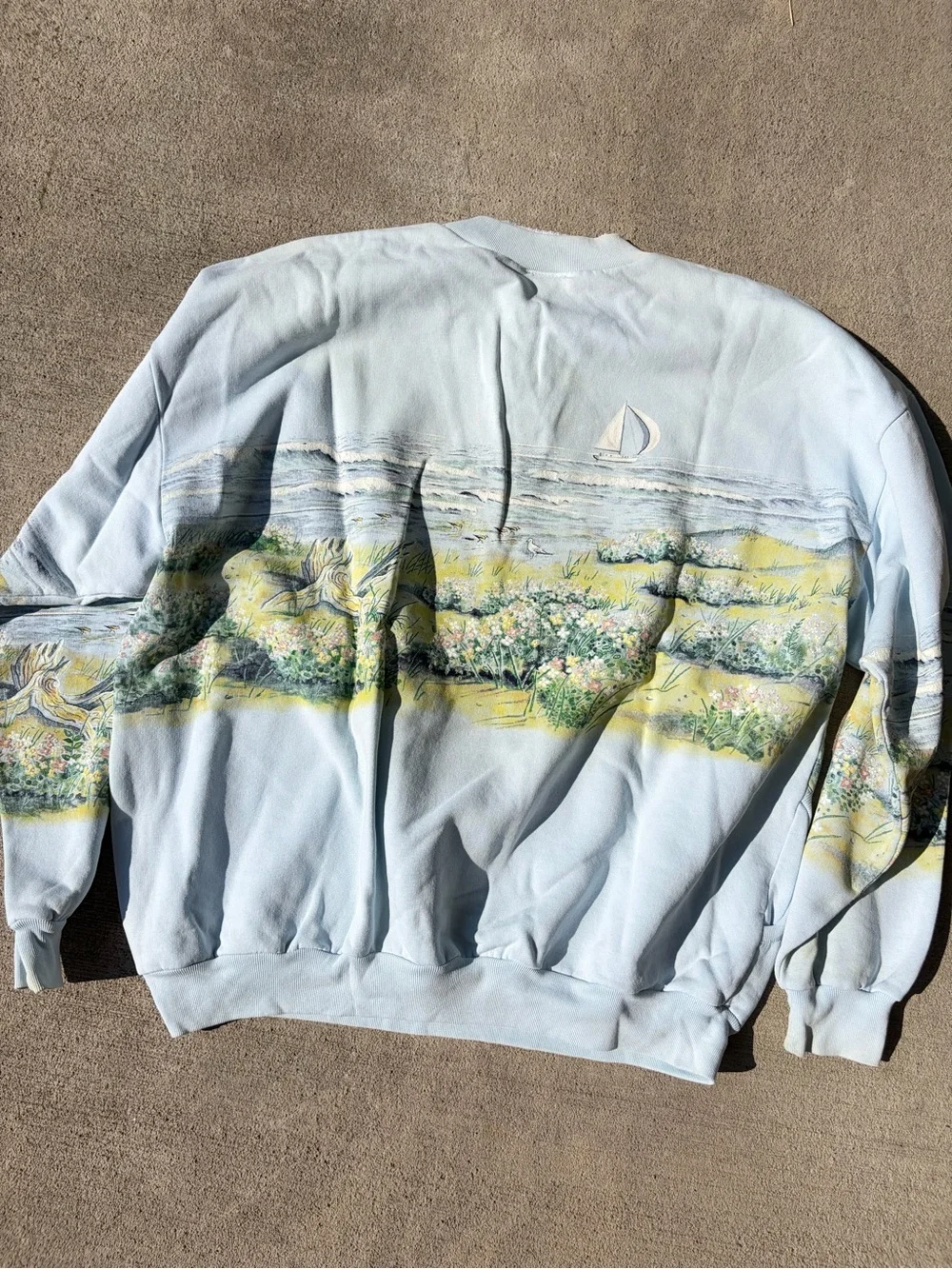 Vintage 90s art unlimited beach seagull marsh coastal crewneck sweatshirt fleece - Picture 2 of 7